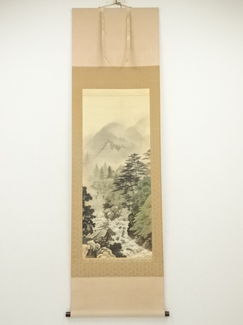 道具 ] - 道具 内田幸堂筆 彩色山水 肉筆絹本掛軸（共箱） | ネット